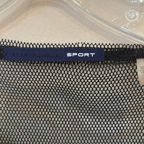 Eli Tahari Sport top. Grey with black netting - Picture 4 of 4